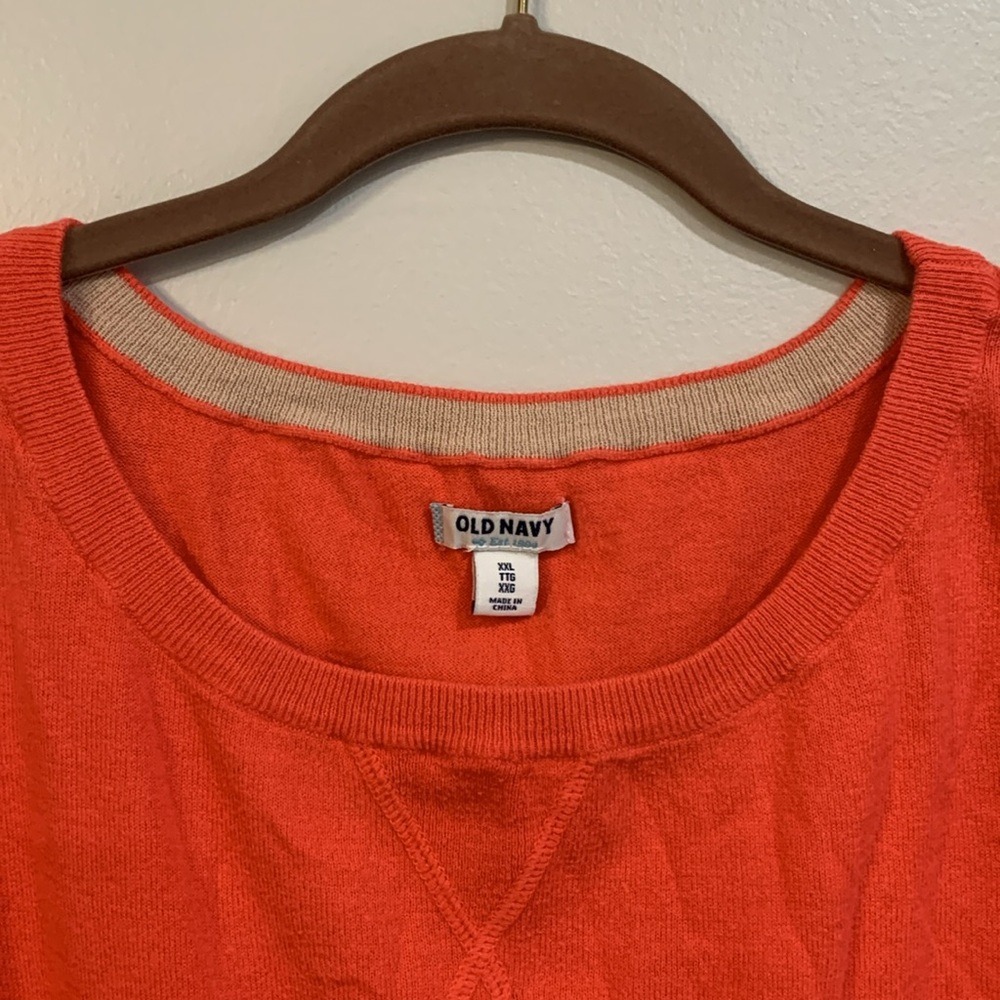 Old Navy Womens XXL Coral Orange Lightweight Knit Sweater Gathered Cuff Pullover - Picture 3 of 4